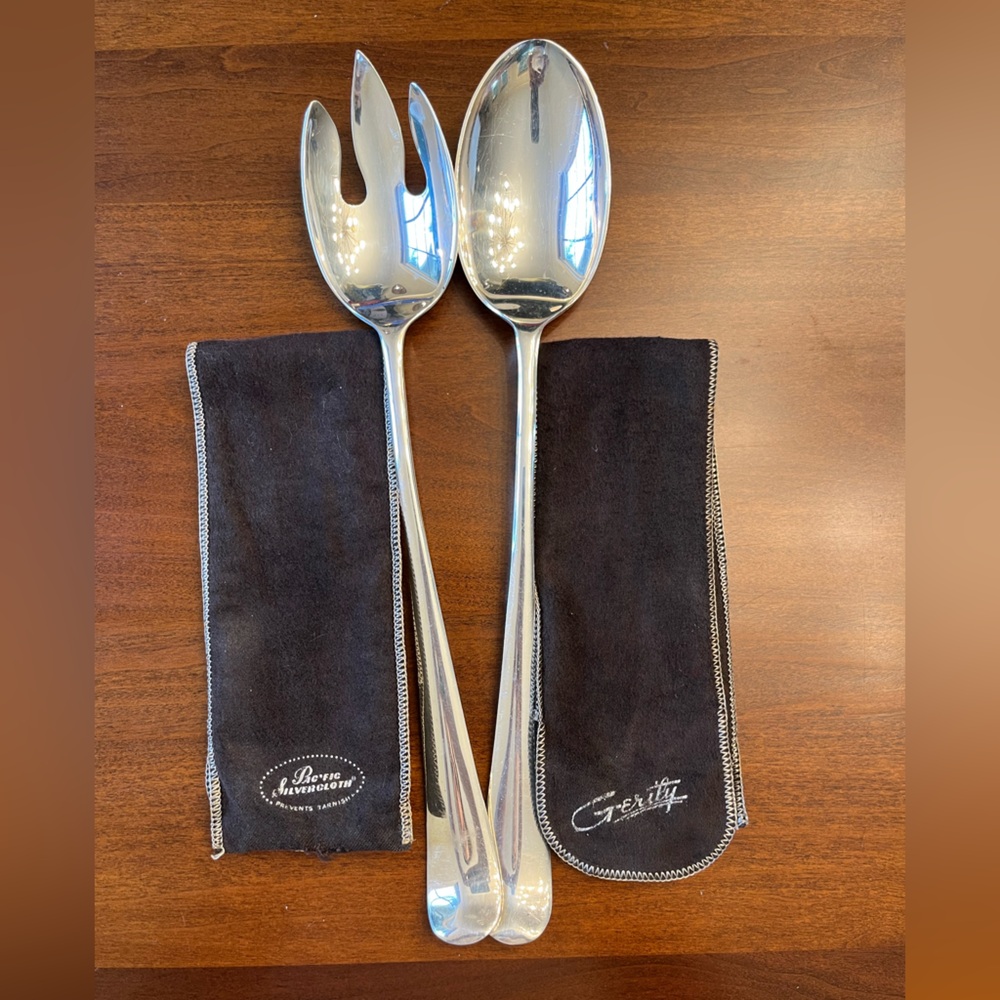 Gerity Silver Plated Salad Serving Set with anti tarnish pouches